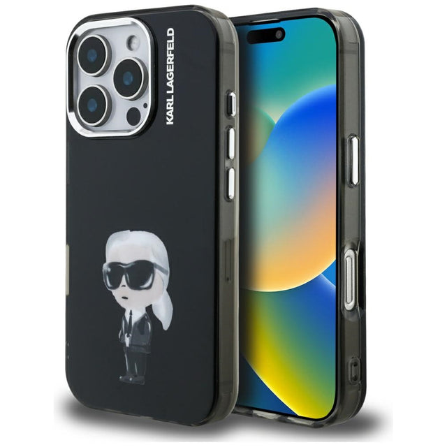 Husa de protectie Karl Lagerfeld IML Aquarelle Karl & Logo MagSafe (KLHCP16XHMKIAQK) compatibil cu iPhone 16 Pro Max, Negru