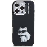 Husa de protectie Karl Lagerfeld IML Aquarelle Choupette Logo (KLHCP16XHMCHAQK) compatibil cu iPhone 16 Pro Max, Negru