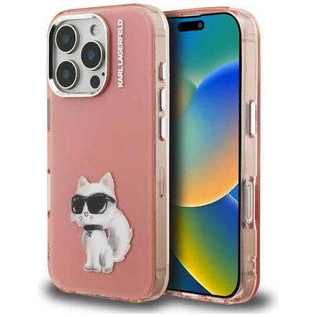 Husa de protectie Karl Lagerfeld IML Aquarelle Choupette Logo (KLHCP16LHMCHAQP) compatibil cu iPhone 16 Pro, Roz