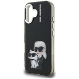 Husă de protecție Karl Lagerfeld IML Aquarelle Karl & Choupette pentru iPhone 16, neagră