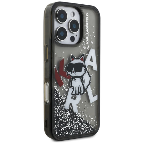 Karl Lagerfeld Liquid Glitter Choupette Logo MagSafe husă pentru iPhone 16 Pro Max