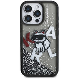 Husa de protectie Karl Lagerfeld Liquid Glitter Choupette Logo MagSafe (KLHCP16LLCHSCTDK) compatibil cu iPhone 16 Pro, Negru