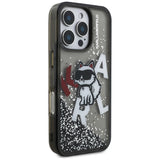 Husa de protectie Karl Lagerfeld Liquid Glitter Choupette Logo MagSafe (KLHCP16LLCHSCTDK) compatibil cu iPhone 16 Pro, Negru