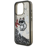 Husa de protectie Karl Lagerfeld Liquid Glitter Choupette Logo MagSafe (KLHCP16LLCHSCTDK) compatibil cu iPhone 16 Pro, Negru