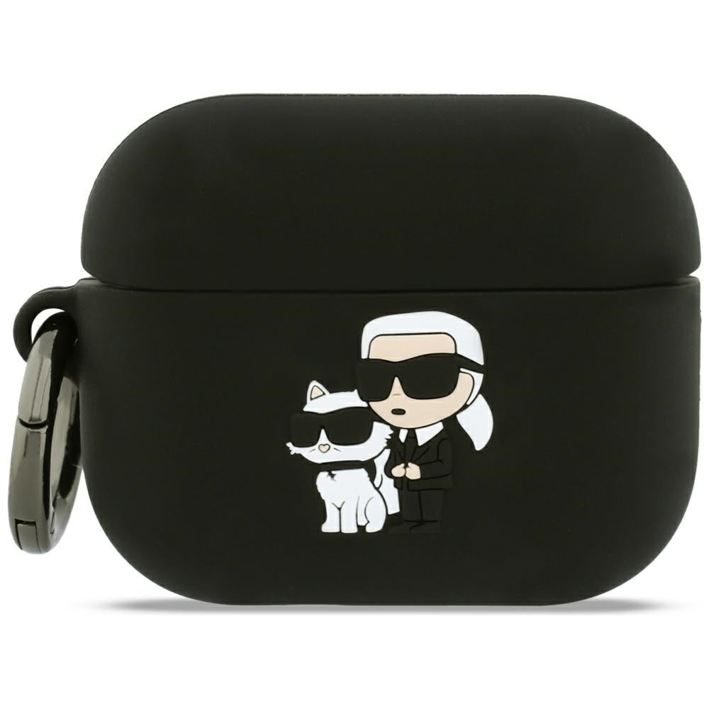 Casti Karl Lagerfeld Silicone Karl&Choupette Head 3D (KLAP3RUNKC), Apple AirPods Pro 3, Negru