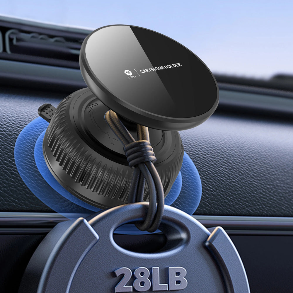 Suport Lito (LT-W12), for Dashboard, Magnetic, Vacuum Sucker, Steady, Negru