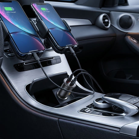 Incarcator Blueo Car, USB, Type-C, 35W, with Built-in Protections, for 12V to 24V DC Socket, Matte Finish, Gri
