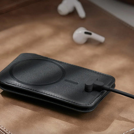 Suport ESR Geo Magnetic Wallet Stand, MagSafe, Vegan Leather, with 3x Card Slots, RFID Blocking Tech, Maro