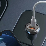 Incarcator Lito Car (IN-C03), 1x USB, 1x Type-C, 30W, Fast Charging, Ultra-Mini & Sleek Design, Universal, Negru