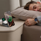 Incarcator Yesido Wireless Charging Station 3in1 (DS27), for iPhone, Apple Watch, AirPods, Magnetic, Foldable, Holder, 15W, Negru