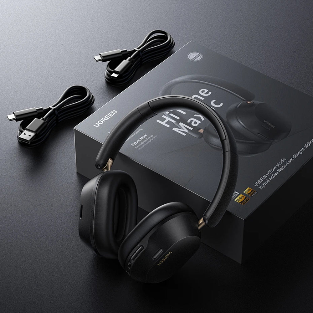 Casti Ugreen Wireless HiTune Max5C HP203 (35758), Bluetooth 5.4, Hybrid Active Noise Cancelling, Hi-Res Audio, Alb