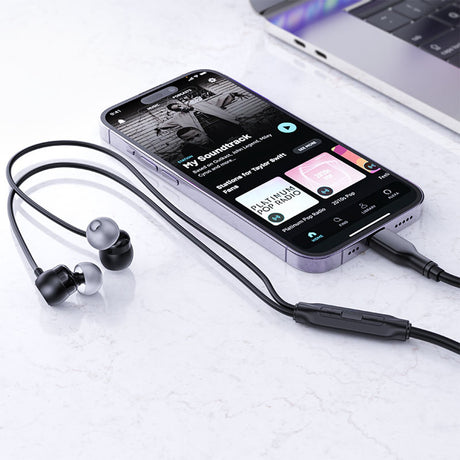 Casti Acefast Wired Earphones (L8), Type-C, In-ear Design, with Microphone, Control Remote, Flexible, Silicone, 1.2m, Negru