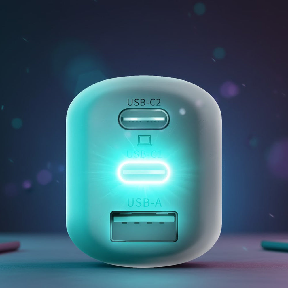 Incarcator 3mk Hyper, 2x Type-C, 1x USB-A, GaN Technology, Quick Charge, 65W, Alb
