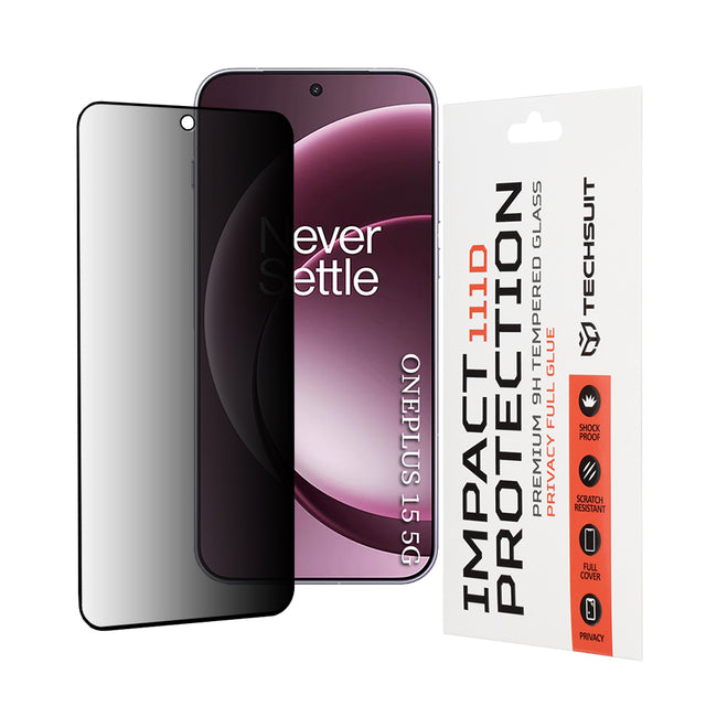 Folie de protectie Techsuit 111D Privacy Full Glue compatibil cu OnePlus 15, Negru