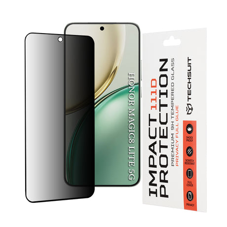 Folie de protectie Techsuit 111D Privacy Full Glue compatibil cu Honor Magic8 Lite, Negru