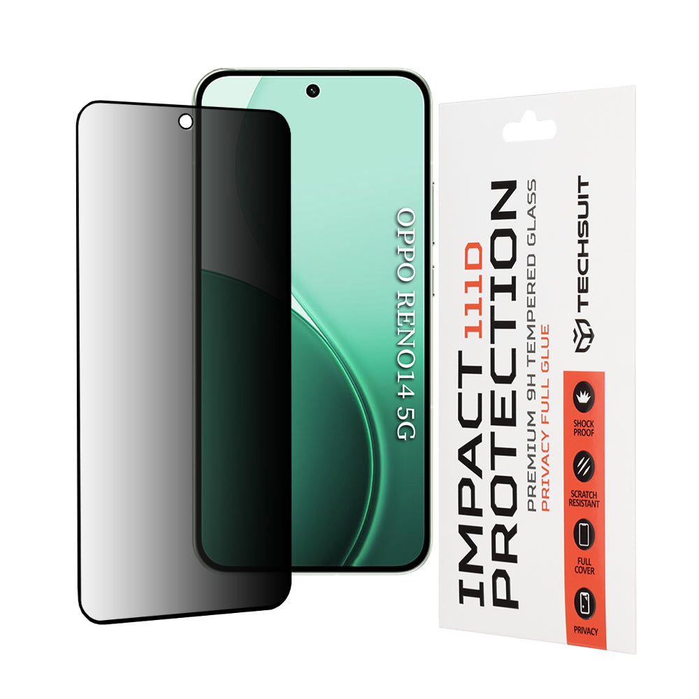 Folie de protectie Techsuit 111D Privacy Full Glue compatibil cu Oppo Reno14, Negru