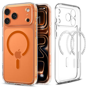 Husa de protectie Spigen Ultra Hybrid MagSafe (ACS11112) compatibil cu iPhone 17 Pro, Transparent / Orange