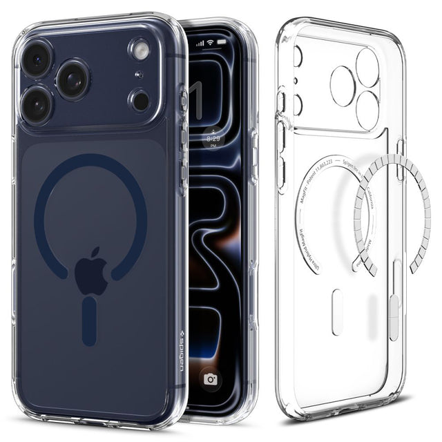 Husa de protectie Spigen Ultra Hybrid MagSafe (ACS11108) compatibil cu iPhone 17 Pro Max, Transparent / Deep Blue