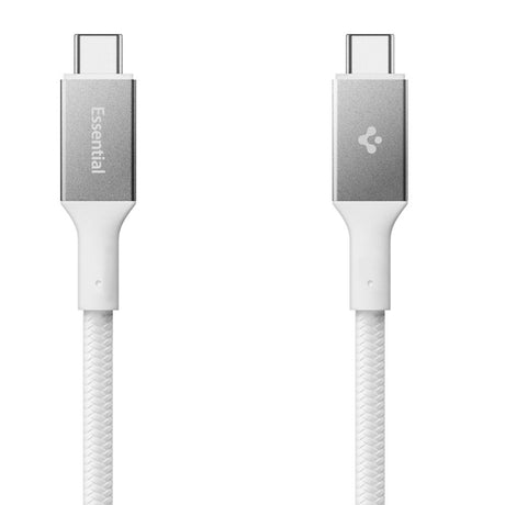 Cablu Spigen Essential EB10010CC (ACA08774), Fast Charging, Type-C to Type-C, 100W, 5Gbps, E-Marker Chip, 1m, Alb