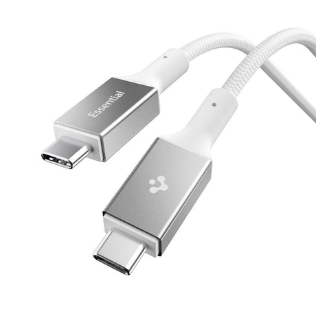 Cablu Spigen Essential EB10010CC (ACA08774), Fast Charging, Type-C to Type-C, 100W, 5Gbps, E-Marker Chip, 1m, Alb