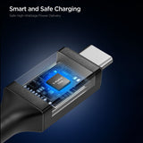 Cablu Spigen Essential EB10010CC (ACA09459), Fast Charging, Type-C to Type-C, 100W, 5Gbps, E-Marker Chip, 1m, Negru