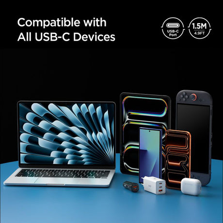 Cablu Spigen Essential EB10010CC (ACA09459), Fast Charging, Type-C to Type-C, 100W, 5Gbps, E-Marker Chip, 1m, Negru
