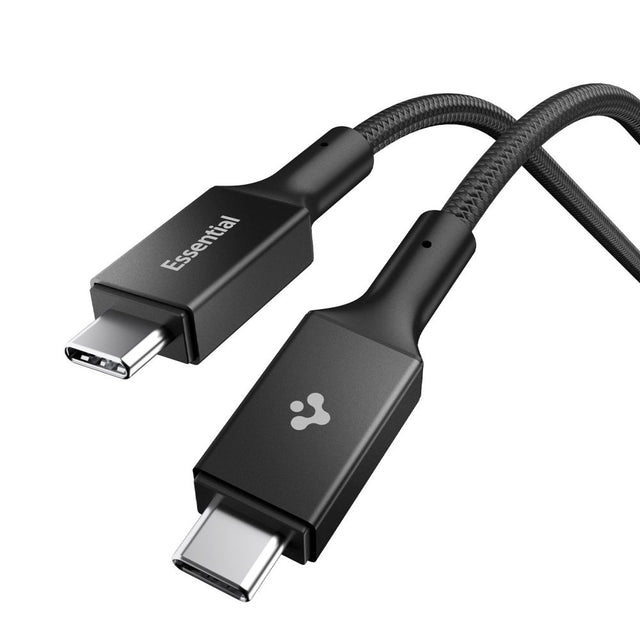 Cablu Spigen Essential EB10010CC (ACA09459), Fast Charging, Type-C to Type-C, 100W, 5Gbps, E-Marker Chip, 1m, Negru