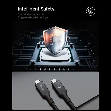 Cablu Spigen Essential EB10020CC (ACA09460), Fast Charging, Type-C to Type-C, 100W, 5Gbps, E-Marker Chip, 2m, Negru