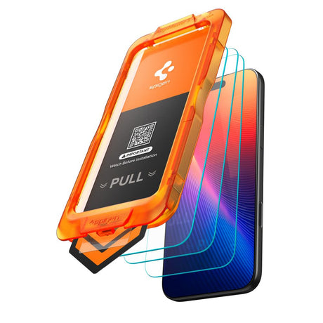 Spigen Folie de protectie Spigen (set de 3) Glas.tR Align Master Slim (AGL10484) compatibil cu iPhone 17, Transparent – 