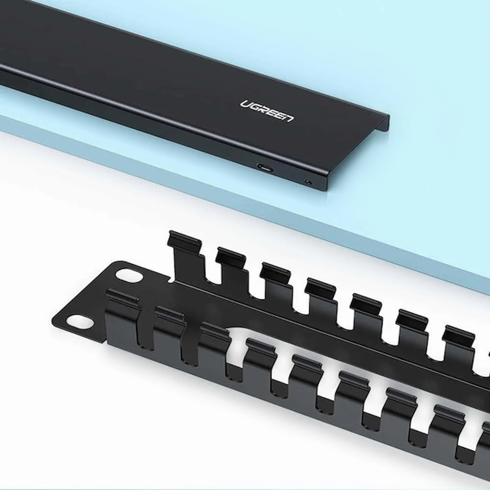 Cablu Ugreen Organizer NW128 (70424), Panel with 24 Ports, Management System, Metal, Up to 19", Negru