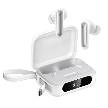 Casti Anker P41i (A3937G21), Built-in Type-C Charger, Power Bank/Stand, ANC, 6x Mics, Gaming Mode, Bass, Alb
