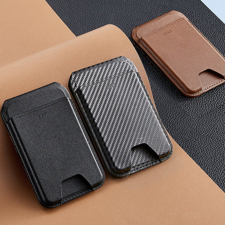 Suport ESR Classic Magnetic Wallet Stand (3C13210300165), with Magnetic Ring, Vegan Leather, Adjustable, 3x Card Slots, Negru