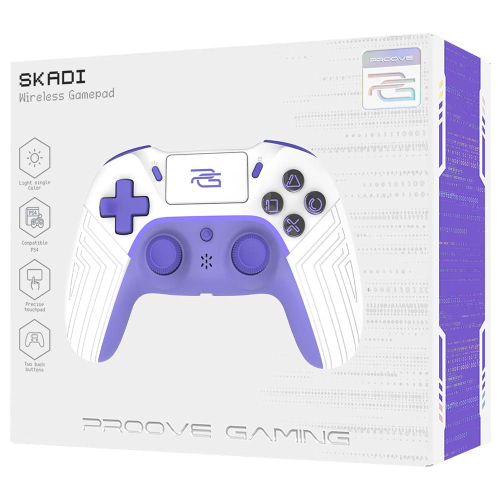 Accesoriu gaming Proove Wireless Controller Skadi (WGSK00022016), Ergonomic, USB-C, AUX, Touch-pad, PS4, PC, Android, 600mAh, Alb /Purple