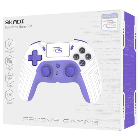Accesoriu gaming Proove Wireless Controller Skadi (WGSK00022016), Ergonomic, USB-C, AUX, Touch-pad, PS4, PC, Android, 600mAh, Alb /Purple