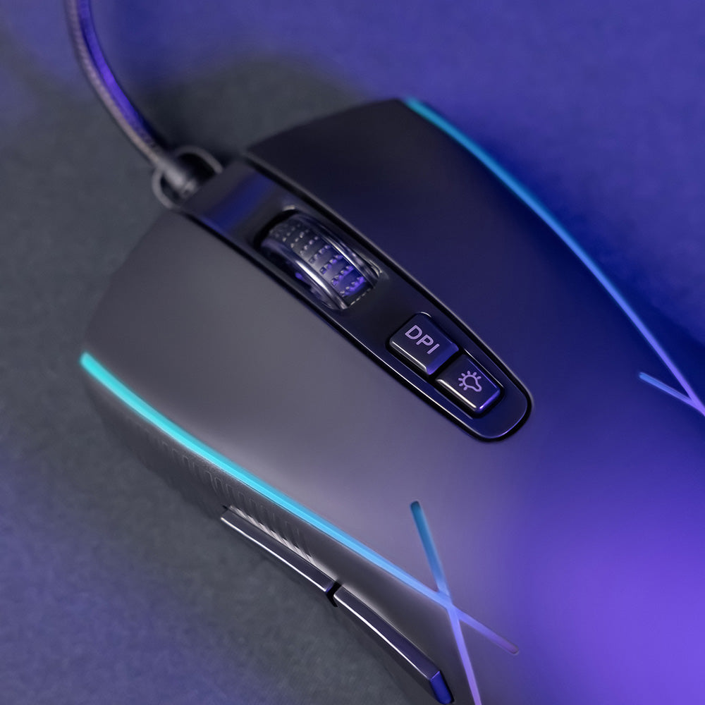 Tastatura/Mouse Proove Wired Mouse Defiant (CMDE00000101), for Gaming, USB, LED, 7 Buttons, 7200DPI, Windows, MacOS, Linux, 1.5m, Alb