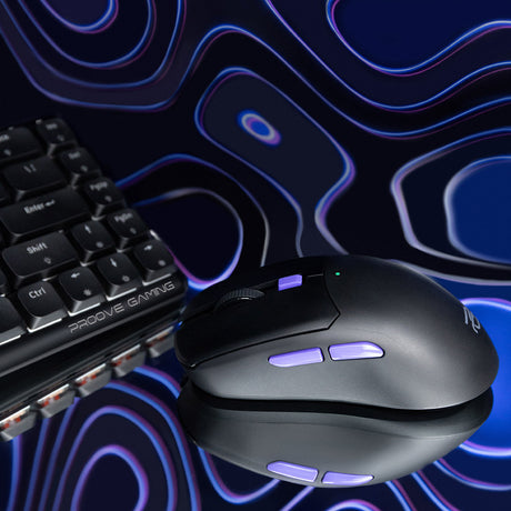 Tastatura/Mouse Proove Wireless Mouse Everon (WMEV00022001), for Gaming, Type-C, 6 Buttons, 800-10000DPI, 500mAh, 1.5m, Negru