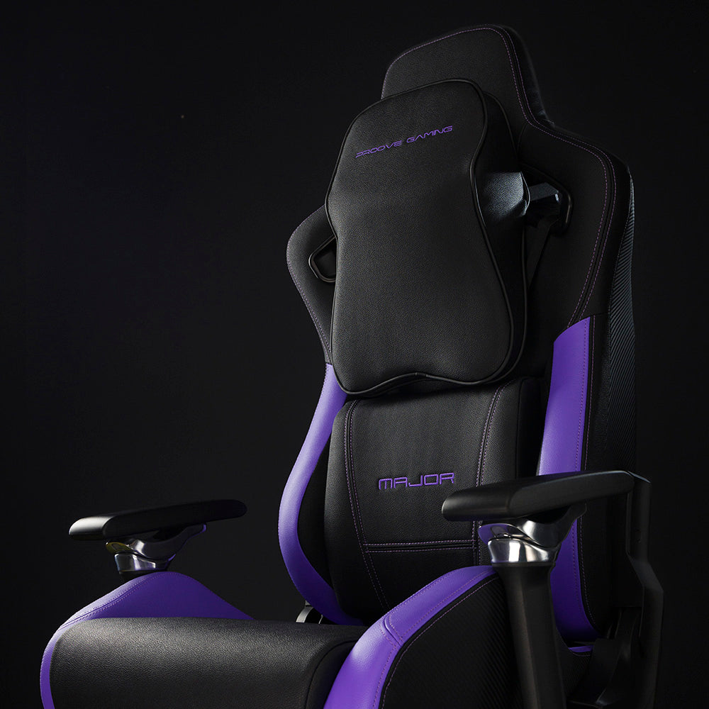 Accesoriu gaming Proove Premium Gaming Chair Major (GCMJ0001001), 8D Armrests, 160° Backrest, Frog Mechanism, PU, 180kg Max, Negru /Purple