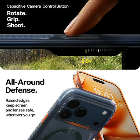 Husă Torras Ostand Spin Air Series pentru iPhone 17 Pro Max / iPhone 18 Pro Max, portocalie
