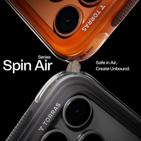 Husă Torras Ostand Spin Air Series pentru iPhone 17 Pro / iPhone 18 Pro, neagră
