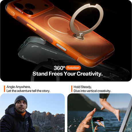 Husă Torras Ostand Spin Air Series pentru iPhone 17 Pro / iPhone 18 Pro, neagră