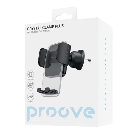 Suport Proove Crystal Clamp Plus (CHCCP0000001), Air Vent, Mechanical Clamp, Secure Mount, for 4.7-6.9" Phones, Negru
