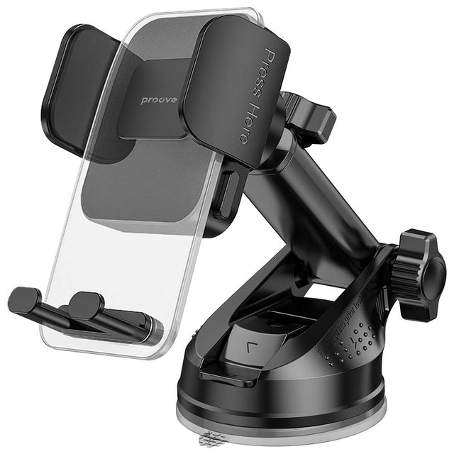 Suport Proove Crystal Clamp Plus (CHCSP0000001), Dashboard, Mechanical Clamp, Suction Cup, Stylish, Universal, Negru