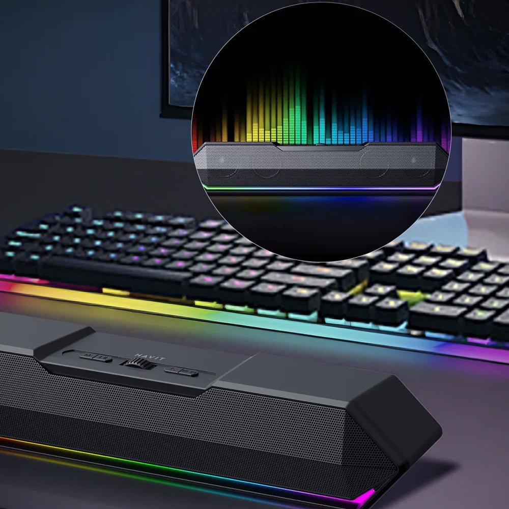 Casti Havit Wireless Speaker (SK772BT), for Gaming, USB-C, Bluetooth 5.3, TWS, LED Lights, AUX, TF, USB, 10W, 1200mAh, Negru