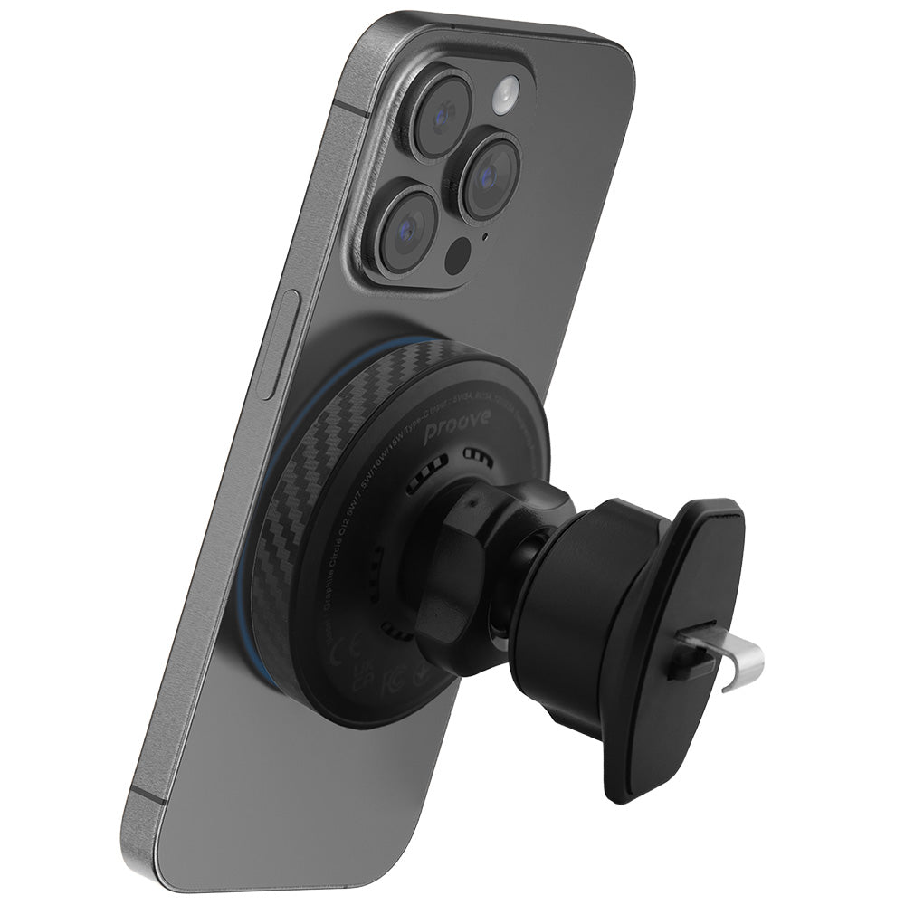 Suport Proove with Wireless Charging Graphite Circle (WHGC15010001), for Air Vent, Qi2, 15W, LED Indicator, Negru