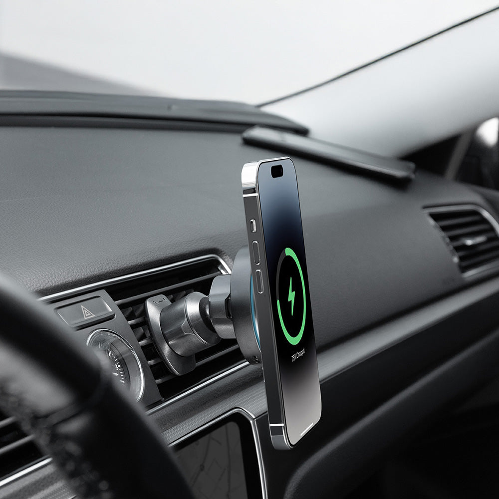Suport Proove with Wireless Charging Light Circle (WHLC15010001), MagSafe, for Air Vent, 360°, 15W, Blue LED, Negru