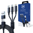 Cablu 3mk 3in1 Hyper, USB-A/Type-C to Micro-USB/Type-C/Lightning, 12W, 1.5m, Negru