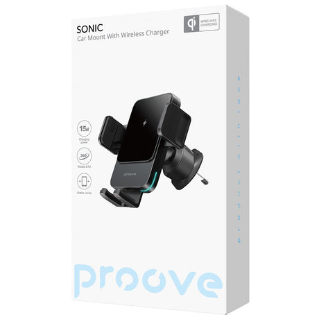 Suport Proove with Wireless Charging Sonic (WHSN15002001), for Air Vent, Secure Attachment, 15W, LED, Universal, Gri