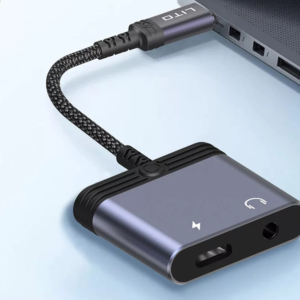 Adaptor Lito Audio Adapter (LA04T), Type-C to Jack 3.5mm, Type-C, Support Calls, Fast Charging, 60W, Negru