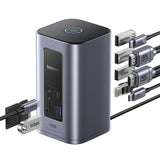 Hub Baseus NU1 Air Spacemate (B00568103813-00), USB-C, 2x HDMI / 3x USB-C / 4x USB / RJ45 / SD-TF, Gri