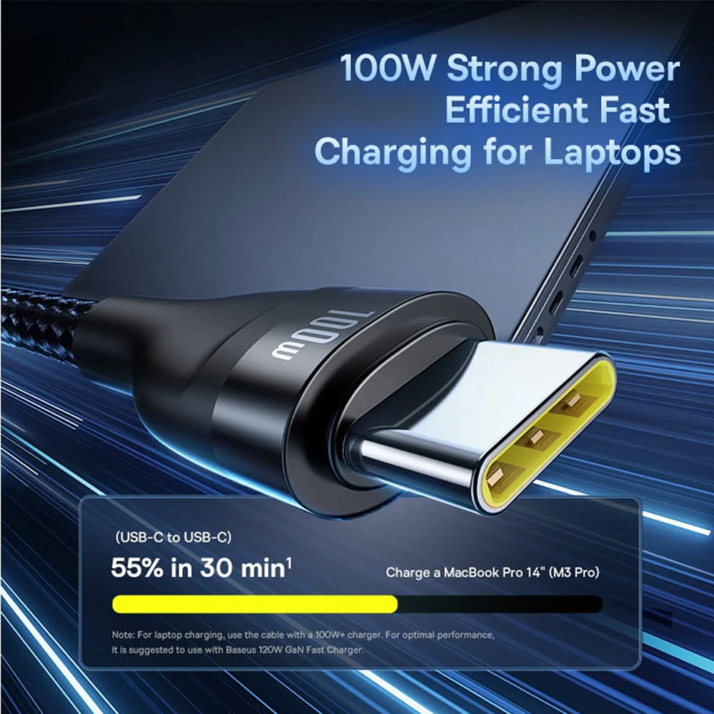 Cablu Baseus Flash Series 3 (P10377501111-00), Fast Charge, USB, USB-C to Lightning, 2x USB-C, 100W, 1.5m, Negru